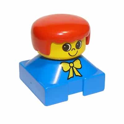 Duplo 2 x 2 x 2 Figure Brick, Blue Base with Yellow Bow, Yellow Head, Red Female Hair (75422)