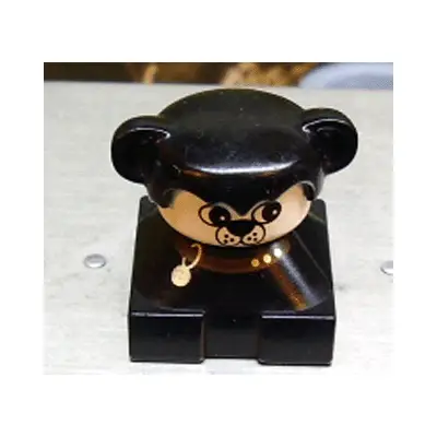 Duplo 2 x 2 x 2 Figure Brick, Dog, Black Base with Collar, Black Hair with Ears, White Dog Face