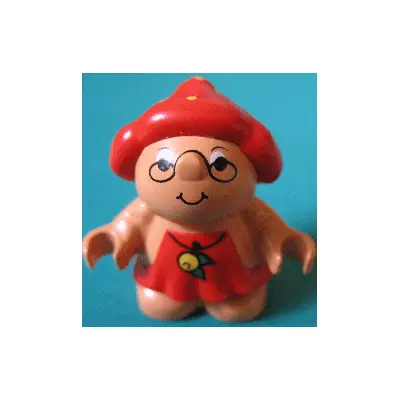 Duplo Figure Little Forest Friends, Female, Red Dress with Yellow Berry Pattern (Melba Strawberry) (4142315)