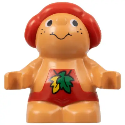 Duplo Figure Little Forest Friends, Male, Red Outfit with Leaves Pattern (Baby Jelly Strawberry) (4142316)