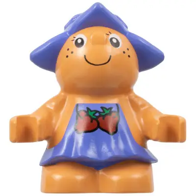 Duplo Figure Little Forest Friends, Female, Medium Violet Dress with Strawberries Pattern (Jingle Bluebell) (4142320)