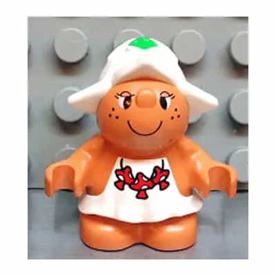 Duplo Figure Little Forest Friends, Female, White Dress with Red Mushrooms Pattern (Snoozy Meadowsweet)
