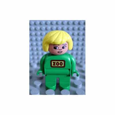 Duplo Figure, Female Zoo, Green Legs, Green Uniform, Yellow Hair (Zoo Keeper)