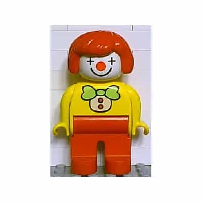 Duplo Figure, Female Clown, Red Legs, Red Hair