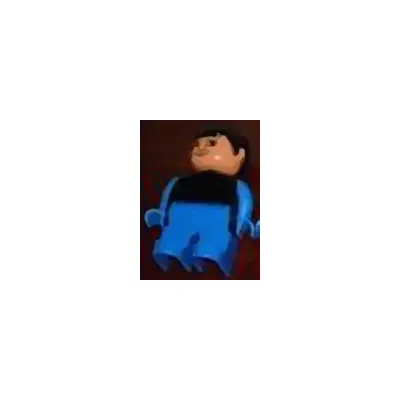 Duplo Figure, Male, Blue Legs, Black Top with Blue Arms, Black Hair