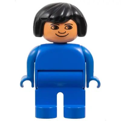 Duplo Figure, Female, Blue Legs, Blue Blouse, Black Hair