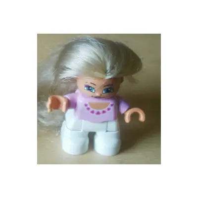 Duplo Figure Lego Ville, Child Girl, White Legs, Pink Top, Blond Hair (Princess)