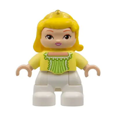 Duplo Figure Lego Ville, Child Girl, White Legs, Bright Light Yellow Top, Yellow Hair with Tiara, Princess Amber (6099602)