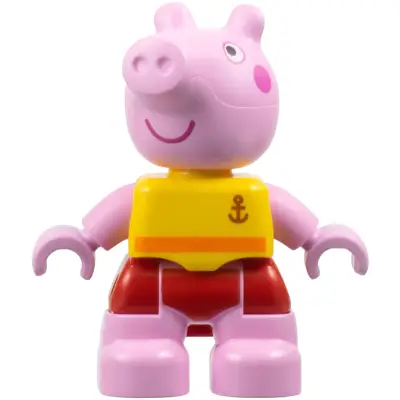 Duplo Figure Lego Ville, Peppa Pig - Yellow Shirt with Anchor, Red Shorts (6475100)