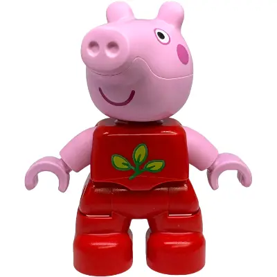 Duplo Figure Lego Ville, Peppa Pig - Red Outfit with Green and Lime Leaves (6539859)