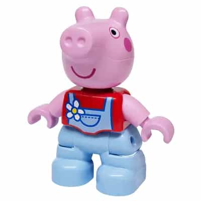 Duplo Figure Lego Ville, Peppa Pig - Bright Light Blue Overalls with White and Yellow Flower (6601198)
