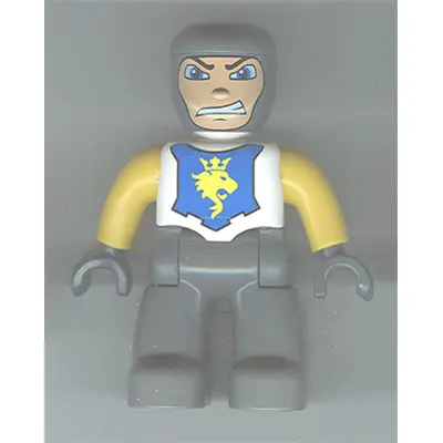 Duplo Figure Lego Ville, Male Castle, Dark Bluish Gray Legs, White Chest, Yellow Arms, Dark Bluish Gray Hands (4265813)