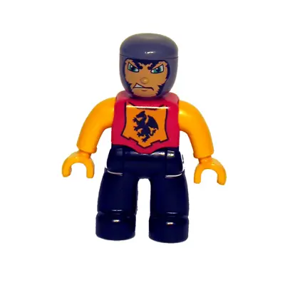Duplo Figure Lego Ville, Male Castle, Black Legs, Red Chest, Bright Light Orange Arms, Bright Light Orange Hands (4252432)