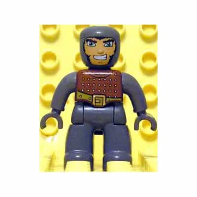 Duplo Figure Lego Ville, Male Castle, Dark Bluish Gray Legs, Brown Chest, Dark Bluish Gray Arms, Dark Bluish Gray Hands