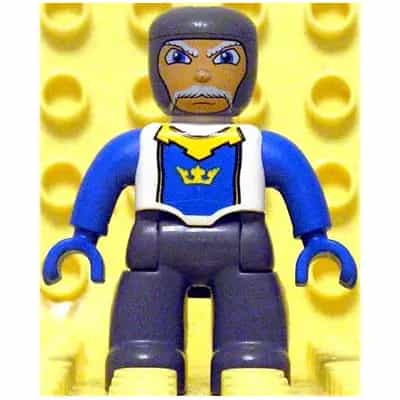 Duplo Figure Lego Ville, Male Castle, Dark Bluish Gray Legs, White Chest, Blue Arms, Blue Hands