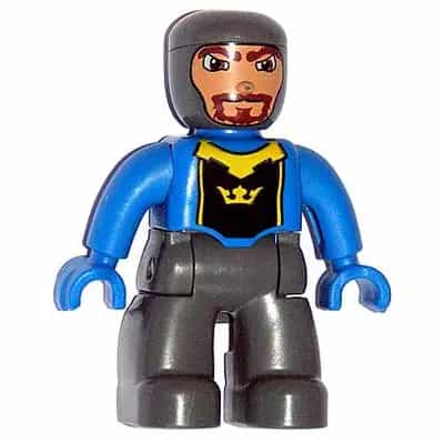 Duplo Figure Lego Ville, Male Castle, Dark Bluish Gray Legs, Blue Chest, Blue Arms, Blue Hands