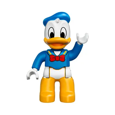 Duplo Figure Lego Ville, Donald Duck, Bright Light Orange Legs, Blue Shirt, Red Bow (6145764 / 6206105)