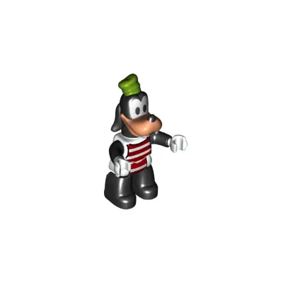 Duplo Figure Lego Ville, Goofy, Red and White Striped Shirt, Black Legs (6145791 / 6206113)