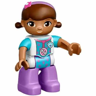 Duplo Figure Lego Ville, Female, Dottie McStuffins, Medium Lavender Legs (6145599 / 6209896)