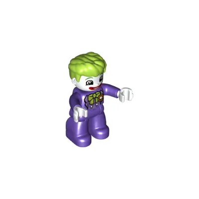 Duplo Figure Lego Ville, The Joker, Dark Purple Legs and Top, White Hands, White Head, Red Lips, Lime Hair (6210515)