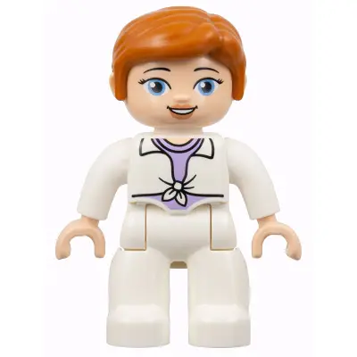 Duplo Figure Lego Ville, Female, White Legs, White Jacket Tied over Lavender Shirt, Dark Orange Hair (Jurassic World Claire Dearing) (6345499)