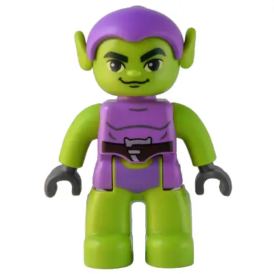 Duplo Figure Lego Ville, Green Goblin, Medium Lavender Outfit