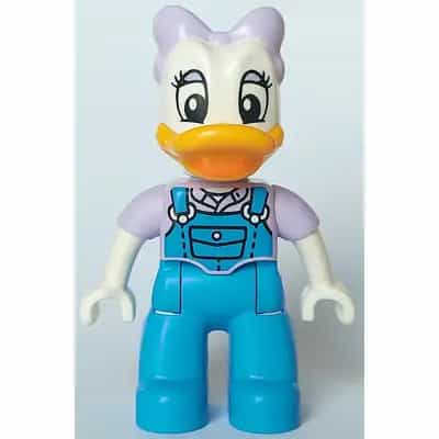 Duplo Figure Lego Ville, Daisy Duck, Lavender Bow and Shirt, Dark Azure Overalls and Legs (6438503)