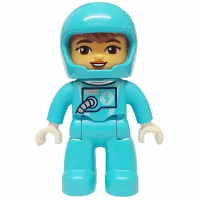 Duplo Figure Lego Ville, Astronaut Female, Medium Azure Spacesuit and Helmet (6473049)