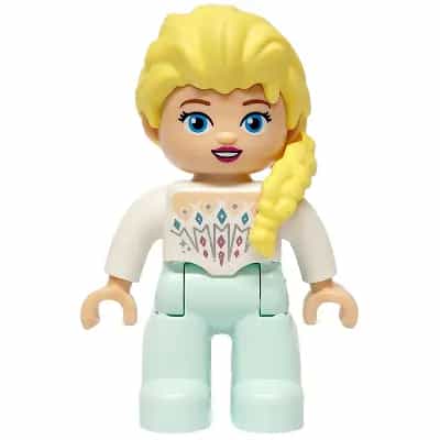 Duplo Figure Lego Ville, Disney Princess, Elsa, Light Aqua Legs, White Top (6482733)