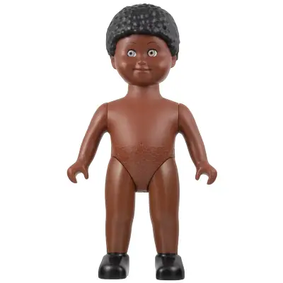 Duplo Figure Doll, Large, without Clothes, Black Coiled Hair, Reddish Brown Body (6078081)