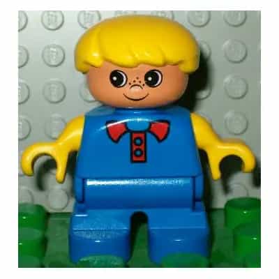 Duplo Figure, Child Type 2 Boy, Blue Legs, Blue Top, Yellow Arms, Yellow Hair (75495)