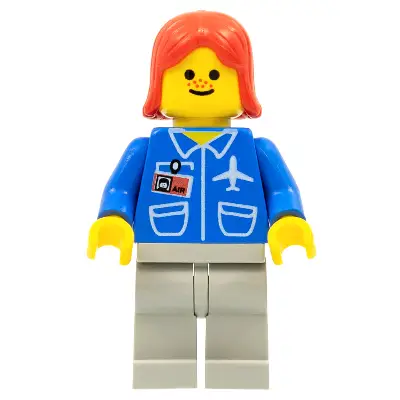 Airport - Blue, Light Gray Legs, Red Female Hair