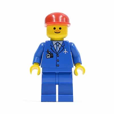 Airport - Blue 3 Button Jacket & Tie, Red Cap, Freckles