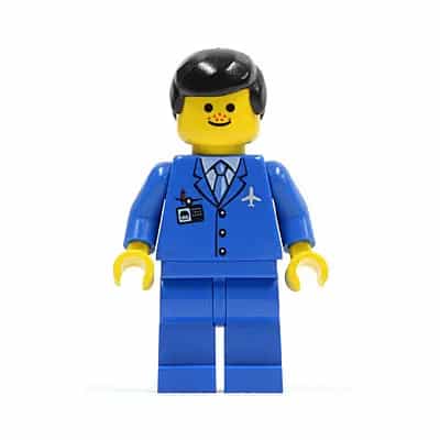 Airport - Blue 3 Button Jacket & Tie, Black Male Hair, Freckles