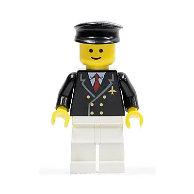 Airport - Pilot with Red Tie and 6 Buttons, White Legs, Black Hat, Standard Grin
