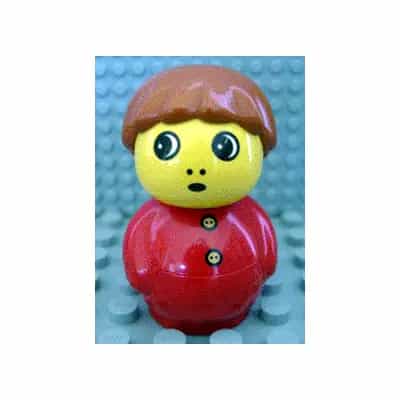 Primo Figure Boy with Red Base, Red Top with Two Buttons, Dark Orange Hair (4107978)