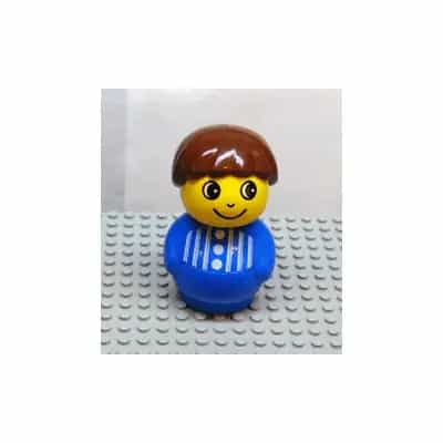 Primo Figure Boy with Blue Base, Blue Top with Stripes and Three Buttons, Brown Hair