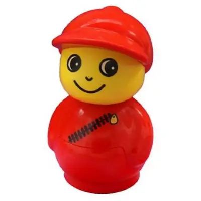 Primo Figure Boy with Red Base, Red Top with Diagonal Zipper, Red Cap