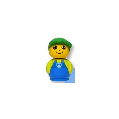 Primo Figure Boy with Blue Base, Lime Top with Blue Overalls, Green Hat