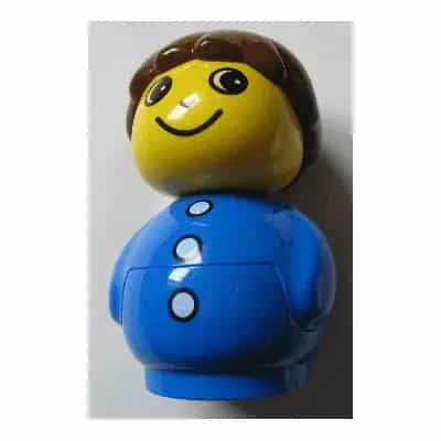 Primo Figure Boy with Blue Base, Blue Top with Three Buttons, Brown Hair