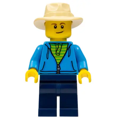 Fisherman, Dark Azure Jacket, Dark Blue Legs, Tan Fedora Hat