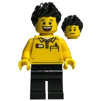LEGO Store Employee, Black Legs and Spiked Hair