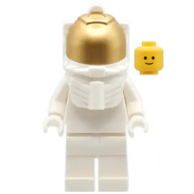 Astronaut Mannequin - White with White Helmet, Metallic Gold Visor, Standard Head