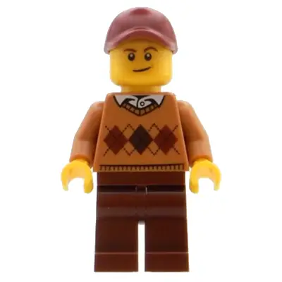 Visitor - Male, Medium Nougat Argyle Sweater, Reddish Brown Legs