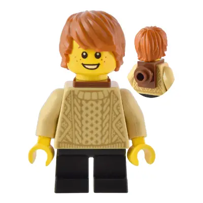 Traveler - Boy, Tan Knit Sweater, Black Short Legs, Reddish Brown Neck Bracket and Round Plate, Dark Orange Hair