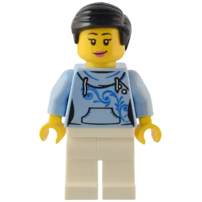 Traveler - Female, Bright Light Blue Hoodie, White Legs, Black Hair