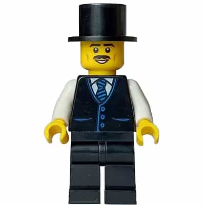 Tourist - Male, Black Vest with Blue Striped Tie, Black Legs, Black Top Hat, Moustache