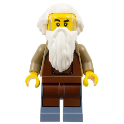 Train Worker - White Hair and Beard, Reddish Brown Apron