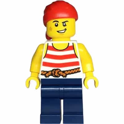 Pirate - Male, White Shirt with Red Stripes, Dark Blue Legs, Red Bandana