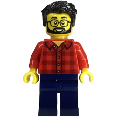 Camper - Male, Red Plaid Flannel Shirt, Dark Blue Legs, Black Hair, Glasses, Beard